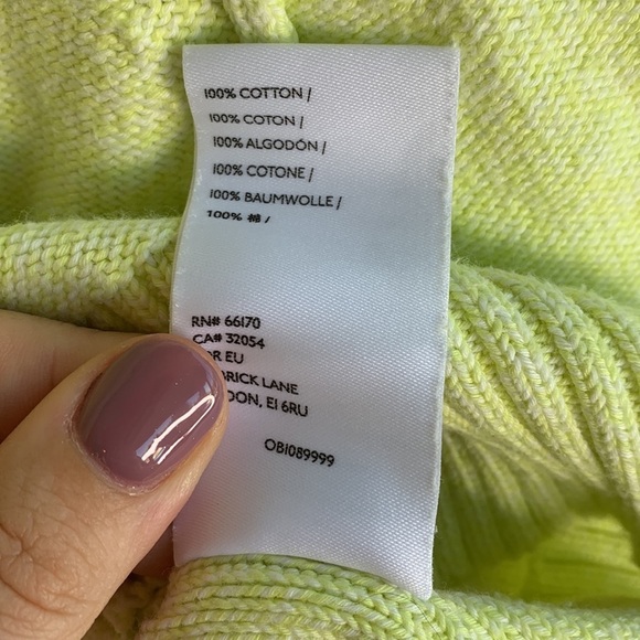 Anthropologie Emily Puff-Sleeved Knit Tie Back Neon Green Sweater sz S - Picture 9 of 9